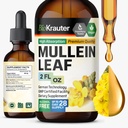 BIO KRAUTER Mullein Leaf Ekstrakt for Lungs 2 Fl. Oz - 28 dagers forsyning - ren mullein Drops for Lung Cleanse & Detox - Vegan andningstilskudd - Ikke-GMO, Ingen sukker & alkohol