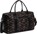 Clementine Tote Bag | Weeker Vesker For Kvinner | Perfekt duffle Bag for Overnattinger, Reise, og Gym | Svart/Gold Geometrisk - Medium