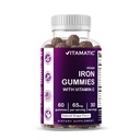 Vitamatic Iron 65 mg Gummies Supplement for kvinner og menn - 60 Vegan Gummies - Great Tasting Iron Gummy vitaminer med vitamin C (1)