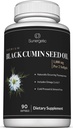 Sunergetic Premium Svart Cumin Seed Oil Softgels – 1000 mg svart Seed Oil Per Serving – Ikke GMO Cold Pressed Nigella Sativa – Inkluderer Thymoquinon & Omegas - 90 Softgels