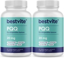 BESTVITE PQQ 20 mg (Pyrroloquinoline Quinone) (240 Vegetariske kapsler) (120 x 2) - Ingen stearates - Vegan - Ikke GMO - Glutenfri