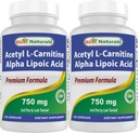 Best Naturals Acetyl L-karnitin og Alfa Lipoic Acid 750 mg 120 kapsler (120 tall (pakke på 2))