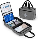 CURMIO Lille førstehjelpspose, Tom nødstrakt Trauma Kit Organizer Bag for Vandring, Camping, Bil, Reise, Hjem og Utendørs, Grå, BAG KUN, Patent Venter