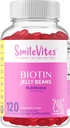 Heartland Pharma Biotin 10 000 MGC Jelly Beaner Håret, huden og neglene støtte | Vegansk, Glutenfri, Ikke-GMO & Kosher Vennlig | Jordbær Flavor | 120 Count