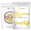 Mikroingredienser Vitamin D3 10000 iu + K2 200 mikrog Kokosolje Softgels & Organic Collagen Peptides Powder Bundle 2 Pack | Essential Sunshine Vitamins | Hydrolysert Type I & III Bovine Collagen