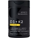 Idrettsforskning® vitamin D3 + K2 w/Coconut olje - Vegansk vitamin D 2500iu (62,5mcg) & Mk7 vitamin K 100mcg for bein & immunstøtte - Vegansk sertifisert · Ikke-GMO · Soya gratis - 60 Softgels