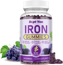 jern gummier for kvinner og menn, jern gummier med folat, vitamin B12, sink og D3 for blodbygging, energiforsterkning, immun støtte og bein helse, gentle absorpsjon, vegansk, Grape Favour 60ct
