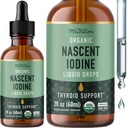 Økologisk iod flytende for Thyroid støtte | Nascent jodin kosttilskudd | USDA Certified Organic | Decolorized Kalium jodid flytende for Thyroid støtte | 1100 mg | 2 Fl Oz, Over 1 år