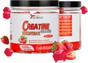 Kreatin Monohydrat Gummies 5000 mg sukker gratis for menn og kvinner, med L-Taurin + vitamin B12 for muskelstyrke, muskelbygger, energiforsterkning, Pre-Workout Supplement, Jordbær, 120 greve