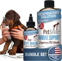 PetSilver - Immunstøtte (16 fl oz) og Eye Wash (4 fl oz) med patentert Chelated Silver - Allergier, Sinus og Cough behandling - Eye Cleaner & Tear Stain Remover for katter og hunder - laget i USA