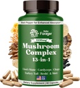 Mushroom Complex Capsules, 13-i-1 Mushroom Supplement, Lion's Mane, Reishi, Cordyceps, & mer, fremmer fokus, klarhet, og minne, ekstrakt supplement, 1 måneds forsyning, 60 count