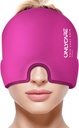 KUNCARE Migraine Relief Cap, oppgradert Odorless Migraine Ice Head Wrap, hodepine Relief Hat for Migraine, Hot Pink