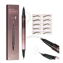 Pudaier 2-i-1 Curved Eyebrow Penn & Eyeliner med 10 stk BrowStencils, Microblading Eyebrow Penn, Vanntett og lang varighet, Truffle