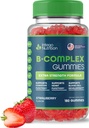 Vitamin B komplekse gummier for voksne, B kompleks vitamin Supplement for kvinner og menn, B vitaminer komplekse gummier for energi og hjerne helse, naturlig jordbær flavor, 180 greve