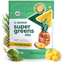 Beste Smakende Super Greens pulver med 40+ Superfoods – Delicious Daily Green Powder med vitamin B12, sink, vitamin C, magnesium og kalsium – Grønn Juice Superfood Mix - Pineapple Flavor