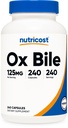 Nutricost Ox Bile Capsules 125 mg, 240 kapsler - Non-GMO