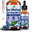 Rå Moringa flytende dropper 8000 mg, organisk Moringa Oleifera leaf ekstrakt v. Supergreens blanding av hvetegrass, Barley Grass for antioksidant, energi og immun, høy styrke enn kapsler pulver