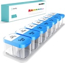 Daviky Large Pill Organizer 2 ganger om dagen - XL Pill Box 7 dag, Stor vitaminholder med 7 avtagbare AM/PM-sammenlikninger, Big Supplement Container for ukentlig eller daglig bruk (Blue)