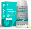 Vegan Omega 3 Supplement – EPA, DHA Kosttilskudd og vitamin D3 – Algae Omega 3 Vegansk Kosttilskudd for hjerne, øye og hjerte helse – for barn og voksne (120 kapsler)