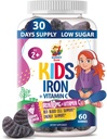 SUNny SAM Iron Gummies for barn og tenåringer - 10mg jern vitaminer med vitamin C - lavsugar Chewable Gummy Supplement for immunstøtte, støtter rødt blodcelleproduksjon for barn og tenåring jenter