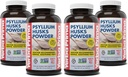 Yerba Prima Psyllium Huks pulver - 12 oz (Pack of 4) - Naturlig Fiber Supplement - Colon Cleanse - Gut Health - Vegansk, ikke-GMO, Glutenfri (ny etikett - emballasje mai Vary)