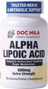 Alpha Lipoic Acid 600mg 120 Caplets - Nerve Sciatica Perifer Neuropathy Support - Glutenfri, Vegan & Ikke-GMO for voksne