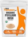 BulkSupplements.com Økologisk Psyllium Husk pulver - Psyllium Husk pulver for baking, Fiber Supplement - Glutenfri, 1,4 g per servering, 500g (1,1 lbs) (pakke med 1)
