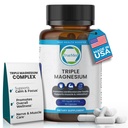 Triple Magnesium Supplement, 235mg, Dimagnesium Malate, Citrat, Lysinat Chelate, 60 Kapsler, Støtter søvn, Muskelavslapping, Bein og hjerte helse, Energi og nervefunksjon, USA laget