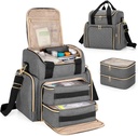 LUXJA Large Medicine Bag med 2 bevegelige tilfeller, medisinsk lagringsveske med flere lagringsseksjoner (egnet for reise eller hjem), grå