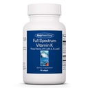 Allergi Research Group Full Spectrum vitamin K - vitamin K1 og K2 Supplement, vitamin K kompleks, MK-4, MK-7, vitamin D3, vitamin A - 90 Count