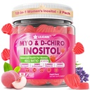 Inositol Gummier for kvinner + Chasteberry, Myo-Inositol & D-Chiro Inositol 2000mg + 50 mg Ideell 40:1 Forhold med metylert B12 & Folat, Choline, Magnesium, Vitamin D3 for generell helse, Pakke med 2