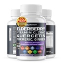 Elderberry Quercetin Bilbær Turmeric Tart Cherry Ginger Vitamin C Vitamin D3 Zink Svart Pepper - 150 kapsler-laget i USA