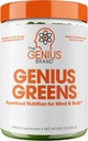 The Genius Brand Genius Greens - Grønn pulver for sunne sinn og immunitet støtte - økologiske grønnsaker, blåbær og løve mane - beleilig drikke blanding - behagelig smak - 20 serveringer