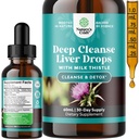 Deep Liver Cleanse, Detox & Reparasjon med Melk Thistle flytende dråper - Liver Detox flytende artichoke ekstrakt med Dandelion Leaf, Ginger & Turmeric Curcumin for immunitet og daglig rensing - 2Fl OZ