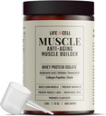 LifeCell Whey Protein – anti-aldring muskelbuilder med Shiitake moskroom, kollagen og hyaluronsyre – ikke-flavorert, ingen sukker tilsatt, soya-fri, glutenfri, 600g (18 serveringer)