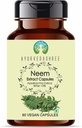 Neem Extract 500 mg - 60 vegetariske kapsler | Azadirachta Indica | Alle naturlige | 100% vegansk | Glutenfri | GMP sertifisert.