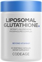 Kodeasje Liposomal Glutathione Supplement - Ren Redusert Setria L-Glutathione, Liposomal Levering, Fosfolipid Kompleks - Innkapslet Glutathione pulverpiller - Vegan, ikke-GMO - 60 Kapsler