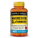 MASON NATURAL Magnesium og vitamin D3 med gurkemeie, 60 dagers forsyning kosttilskudd med 500 mg magnesium, 3000 IU vitamin D3, og 150 mg gurkemeie