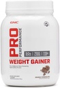 GNC Pro ytelse vekt gevinster protein pulver, 50g protein, høy kalorie, 700 kalorier, støtter masse og muskel gjenoppretting, MCT, BCAA, tredje part testet, doble sjokolade, 6 serveringer, 2,5 lbs