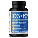 Vitamin D3 K2 med MCT, 5000 IU Vegan D3 & 100 mcg MK7 K2, støtte sterke bein og immun helse - 60 kapsler (60 dagers forsyning)