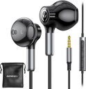 BENEWY Wired ørepropper med mikrofon, Wired øretelefoner i øret hodetelefoner, volumkontroll, kraftig bass og klar lyd, 3,5 mm Jack ørepropper for iPhone, iPad, bærbar datamaskin, MP3