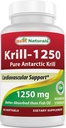 Beste Naturals Pure Antarctic Krill Oil 1250 mg (trippel styrke) med Omega-3s EPA, DHA og Astaxanthin 60 Softgels