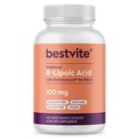 BESTVITE R-Lipoic Acid 100mg Stabilisert med Bio-Enched® Na-RLA (120 Vegetariske kapsler) Ingen stearates - Ingen flytmidler - Vegan - Ikke-GMO - Glutenfri