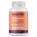 BESTVITE Fosfatidylserin 100 mg per kapsel (120 vegetariske kapsler) med Sharp-PS® Grønn - Patentert og klinisk testet - Stearate gratis - soya gratis - Glutenfri - Vegansk - Ikke GMO