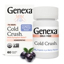 Genexa Cold Crush | Multi-Symptom Cough & Cold Relief for voksne | Delicious Organic Acai Berry Flavor | Certified Organic & Non-GMO | Homeopatisk Remedy laget ren | 60 Chewable Tabletter