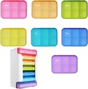 7 stykker sett pilleorganisator 6 ganger om dagen, ukentlig pille saken, pilleorganisator med etiketter, reisepilledispenser 7 dag med 42 kompartmenter for medisinering/vitamin/fish olje/supplements - regnbuefarger