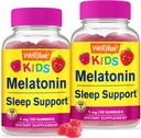 VelJa Kids Melatonin Gummies 1 mg (2 Pack) - Drug-fri søvnhjelp Gummy Supplement, søvn støtte for barn - Glutenfri, Gelatinfri, Ikke GMO, Vegetarisk - Naturlig Sourced Flavor - 60 Gummies