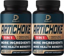 Artichoke Extract Capsules 6650mg 4-måneders forsyning - støtte digestion, immun helse og kroppsbalanse - kombinert 9 urter Papaya, Apple Pectin, Ginger og mer - ikke-GMO 2 pakker 60 kapsler