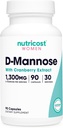 Nutricost D-Mannose med Cranberry ekstrakt for kvinner 1300mg 90 kapsler