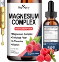 Magnesium Complex Supplement, 400 mg magnesiumglykinat, malat og citrat vitamin blanding for kvinner og menn, høy absorpsjon - for avslapning, god søvn og nerve helse (60ML/Raspberry)